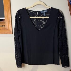 Modcloth Elegant Black Lace Sleeve Blouse NWT